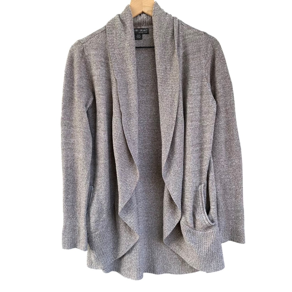 Barefoot Dreams CozyChic Lite Circle Cardigan Mauve Grey Heather XS/S Open Front